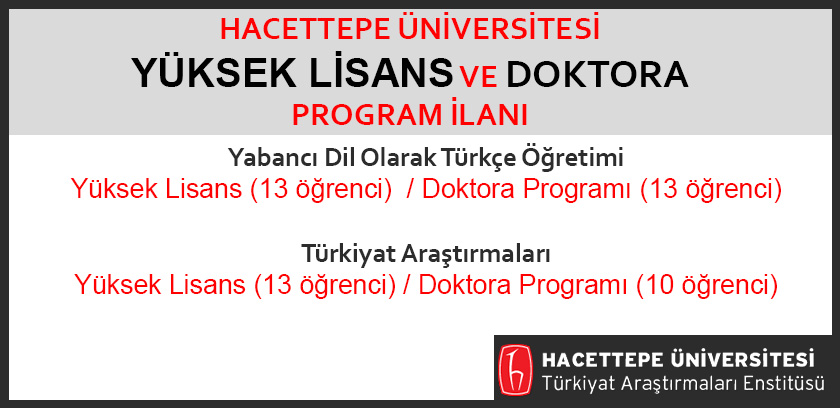 Y. Lisans ve Doktora Programı İlanı - Hacettepe Üniversitesi