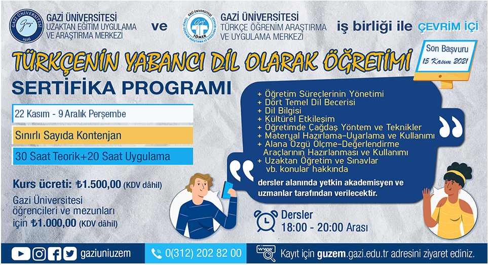 GAZİ TÖMER - Türkçenin Yabancı Dil Olarak Öğretimi Sertifika Programı (Kasım 2021)